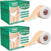 Silicone Scar Sheets, 2Pcs Soft Easy Tear Silicone Scar Tape (1.6"X 60" Roll-1.5M), Reusable Scar Removal Sheet, Scar Removal Away Strips for Surgical Scars, Keloid, C-Section, Tummy Tuck, Acne Etc.