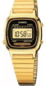 CASIO LA670WGA-1D LA670WGA LA670 VINTAGE WOMEN GOLD BAND DIGITAL WATCH 25mm NEW