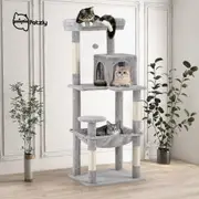 Petzly Cat Tree Tower Scratching Post Scratcher Condo House Bed 142cm Grey