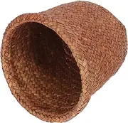 MAGICLULU Woven Storage Basket Plant Food Waste Bin Foldable Rattan Tabletop Rubbish Hamper Fruit Basket Garbage Can Bedroom Waste Basket Touchless Bulk Trash Bin Trash Basket Coffee Wicker