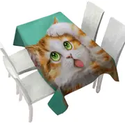 Funny Cat Prints Goofy Face Cute Ginger Kitten Tablecloth