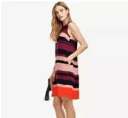 Ann Taylor Shift Mini Dress Sleeveless Striped Colorblock Colorful Pocket 2P NWT