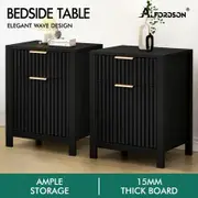 ALFORDSON 2x Bedside Table Nightstand Side Storage 2 Drawers Cabinet Black