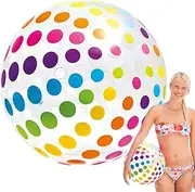 PVC Colorful Inflatable Ball - Stripe Beach Toy Ball, Beach Theme Water Beach Balls, Pool Float Interactive Fun Games for Summer Water Games