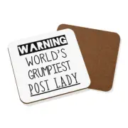 Warning World's Grumpiest Post Lady Coaster Drinks Mat Awesome Best Postman