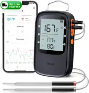 Bluetooth Wireless Meat Thermometer 2 Probes BBQ Smoker Grill Timer & LCD