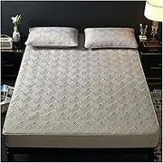 KUSQDT Bed Sheet Single Piece Cotton Quilted Protective Cover Thick Non-Slip Mattress Cover Hotel Bedspread 3-Piece Comforter Set Sheets(0003,150x200cm)