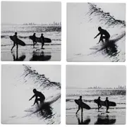 4pc LVD Ceramic Coasters Home/Dining Table Protector Square 9x9cm BW Surfers
