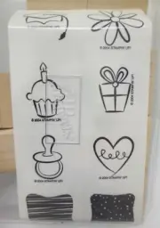 Stampin Up Two-Step Little Layers Plus, NEW 2004 Unmounted Wood Retired Set of 8