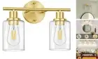Bathroom Light Fixtures, 2-Light Brushed Brass Vanity Light, Gold Wall