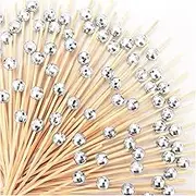 600 Pcs Cocktail Picks Silver Disco Ball Decorative Toothpicks for Appetizers Fancy Long Cocktail Stirrers for Party Birthday Supplies