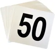 Argon Tableware Table Number Plastic Card Set 1-50. Double Sided