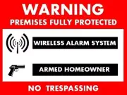 Wireless Alarm + Armed Homeowner Security Warning Stickers / 6 Pack + FREE Ship