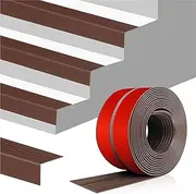 Anti Slip Self-Adhesive Rubber Staircase Entrance, Staircase Edge Protector, Vinyl Stair Nosing,，Indoor and Outdoor Waterproof Peeling and Pasting Staircase Edge Protector.(Brown,3m/118 in)
