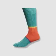$30 Paul Smith Men's Green Cotton Colorblock Logo Italy 1-Pair Socks One Size