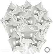 20 Pcs Star Balloons,18 Inch Star Foil Balloons,Star Shaped Balloons Mylar Balloons Helium Balloons for Birthday Party Anniversary Wedding Baby Shower Decorations (Silver)