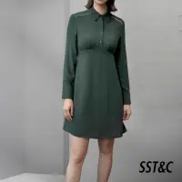 在飛比找momo購物網優惠-【SST&C 出清２折】綠色襯衫領洋裝8561812009
