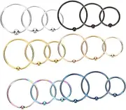 [TEMPNAP] 18Pcs Stainless Steel Nose Rings Studs Body Piercing Jewelry for Women Men Multi Color Hypoallergenic Body Jewelry for Parties Gifting