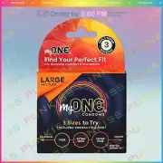 My One Large SamplerMale Protection Condoms Sex Latex Lubricated 3 Pack
