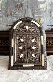 Moroccan Mirror, Bone inlay mirror, Decorative Mirror, Arched Mirror, Bone decor
