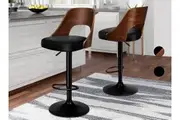 ALFORDSON 2x Bar Stool Kitchen Swivel Chair Wooden Leather Gas Lift