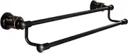 Modern Solid Brass Black Oil Bronze Round Base Towel Bar 2 Layers Wall Mounted Bathroom Accessories Towel bar