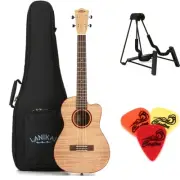 Lanikai FM-CEB Flame Maple Ukulele with Cutaway & Electronics Essentials Bundle