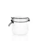 Lemon & Lime Fido Stripe Clear 11cm/600ml Glass Clip Jar Food Container Canister