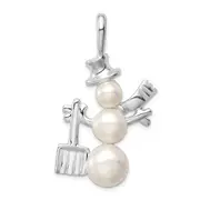 Sterling Silver Fw Cultured Pearl Snowman Pendant