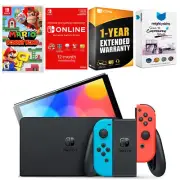 Nintendo Switch Red/Blue OLED + Mario vs. Donkey Kong + NSO 1 Year Membership