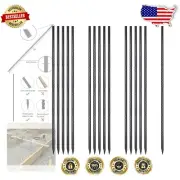 36" Steel Ground Rebar Stakes with Anti-Rust Coating - 16 Pieces for Gardens