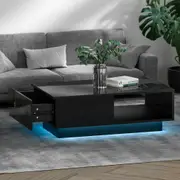 95cm Artiss Coffee Table Led Lights Black