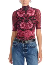Johnny Was Mesh Elbow Sleeve Tee