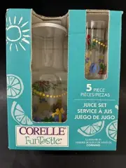 Vintage Corelle Funtastic Christmas In Box Holiday Magic Glass Juice Set 1996