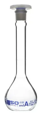Eisco Labs 50ml Volumetric Flask - ASTM - Class A Borosilicate Glass