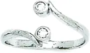 [JewelryWeb] 14k White Gold CZ Simulated Diamond Top Adjustable Fancy Body Jewelry toe ring-toe ring for Women