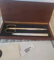 Solingen germany UNICAL 76 desk set mid century walnut box desk set
