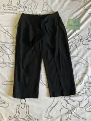 EILEEN FISHER Women's Blue Ribbed Rayon Cropped Tie Waist Pants Size Small