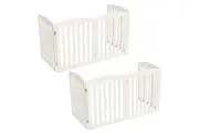 2x Freestanding Pet Dog Gate Wooden 4 Panel Barrier Security Door Fence White