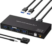 ATLAHET 4K HDMI KVM Switch 2 Computers 1 Monitor - Share 4 USB 3.0 Devices