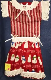 Handmade Winter Holidays Warm Wishes Snowmen Oven Door Dress Kitchen Towel #715