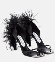 [Area] Area x Sergio Rossi Amazona feather-trimmed sandals AU 3 black