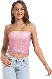 [RPLIFE] Gradient Green Summer Tops, Strapless Crop Top, Sheer Tube Top, Trendy Crop Tops (S-L)