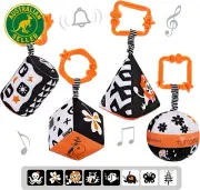 TUMAMA High Contrast Shapes Sets Baby Toys, Black and White Stroller Toy for Car
