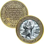 St. Christopher Challenge Coin – 1.57" Traveler's Protection Coin with Prayer for Safe Journey – Religious Keepsake for Travel & Faith