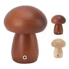 Small Wood Mushroom Lamp USB Charging Cordless Bedside Touch Lamp Portable AA