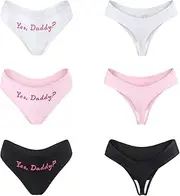 [LittleForBig] Women's Ladies Soft Cotton Underwear Comfortable Hipster Briefs 3 Thong Panties Pack - Yes Daddy