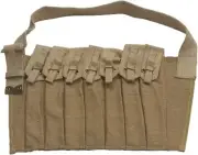 WWII British 7 Pocket 1944 Magazine Pouch Bandolier Reproduction-LIGHT KHAKI