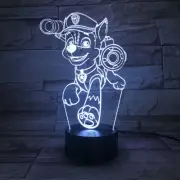 Paw Patrol Chase Dog 3D LED Room Acrylic Decor Night Light 7 Color Changing Lamp