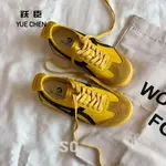 👟【軟皮復古運動鞋】真軟皮 軟底 黃色 阿甘鞋 美式 復古 百搭 銀色德訓鞋女 2024新款運動休閒鞋